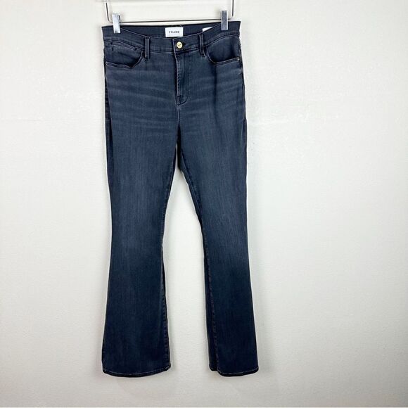 Frame Le High Grey Wide Leg Flared Jeans Denim Stretch 29